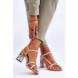 S.Barski Sandales en cuir verni Modèle D&amp;A Beige 1