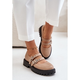 Chaussures à la mode avec des sangles beige 1