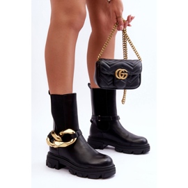 Bottines à enfiler avec chaîne le noir 1