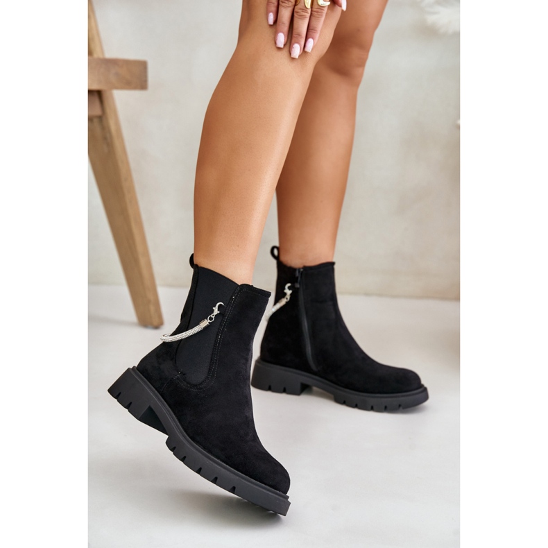 Bottines Chelsea en daim pour femme noir 1
