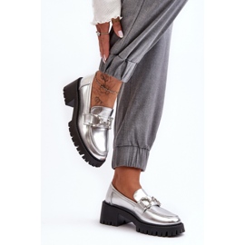 Mocassins slip-on femme argentés 1