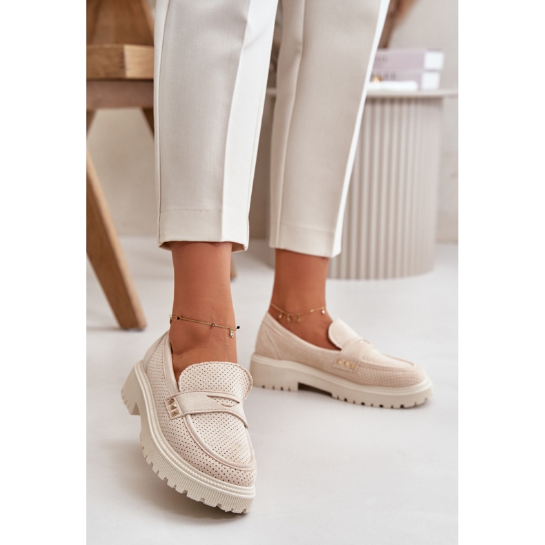 Mocassins confortables Beige Clair 1