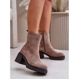 Bottes pour femmes avec talon et plateforme stables beige 1