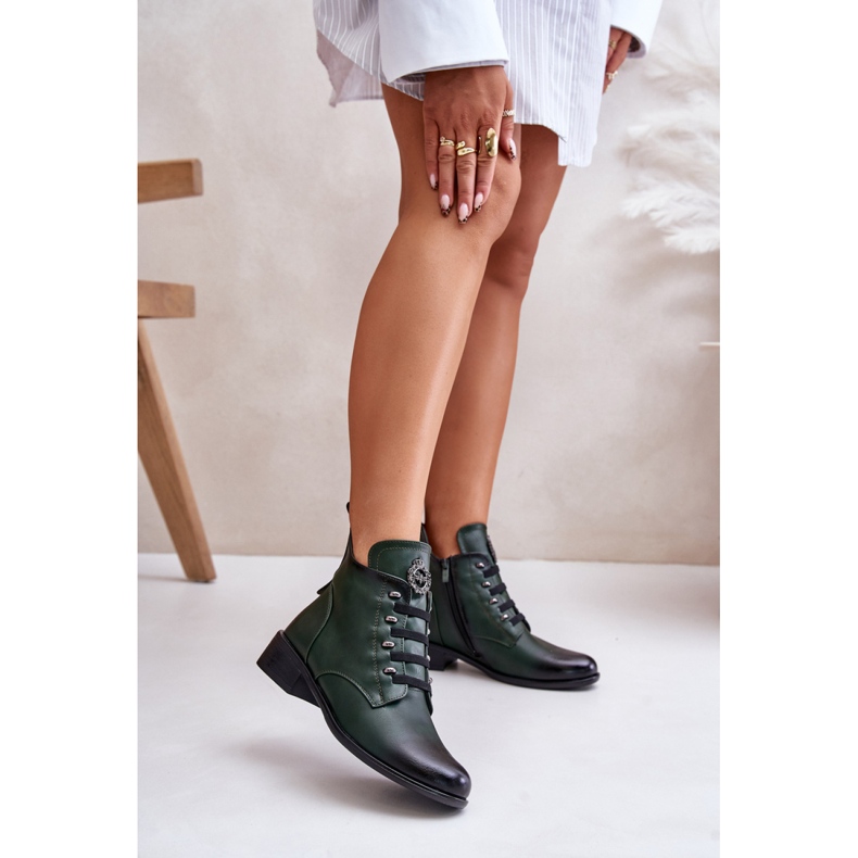Bottes isolées pour femmes avec décoration Jezzi ASA198-21 vert 1
