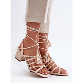 Sandales femme avec clous 3973, beige 1