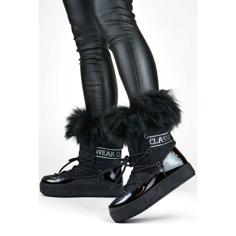 Bottes de neige avec fourrure Modèle 5705-1B, noir le noir 1