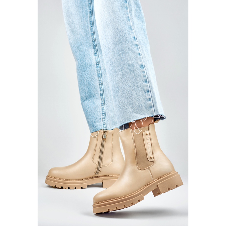 Bottines Chelsea femme 250004TA-PU beige 2