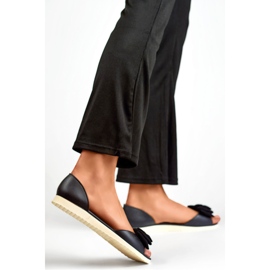 Ballerines femme avec nœud BG162B, noir 1