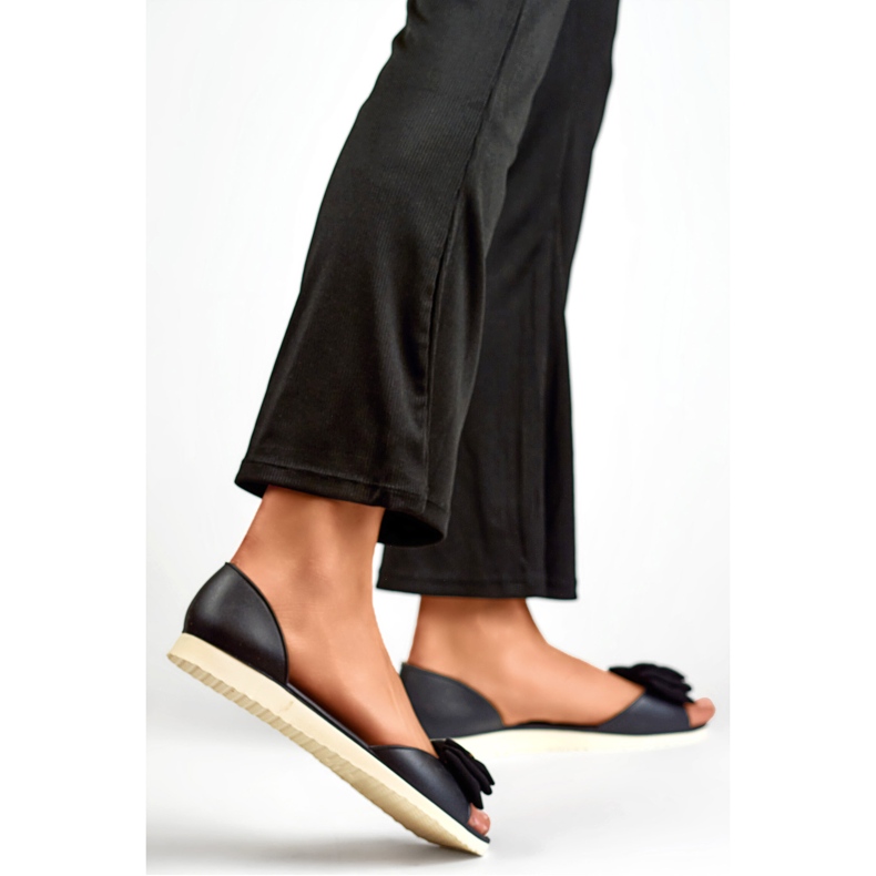 Ballerines femme avec nœud BG162B, noir 1