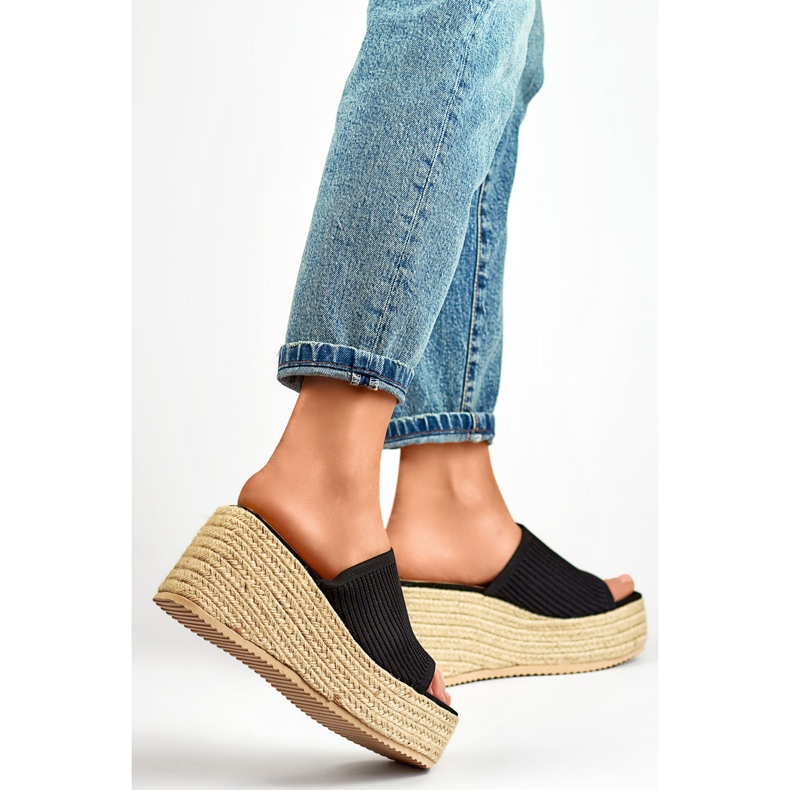 Tongs compensées hautes 7237B le noir 1