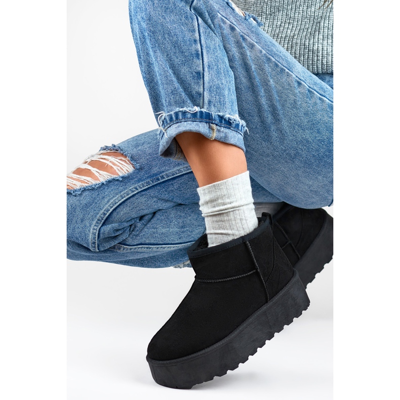 Bottes de neige fourrées pour femme 2818B, noir 2