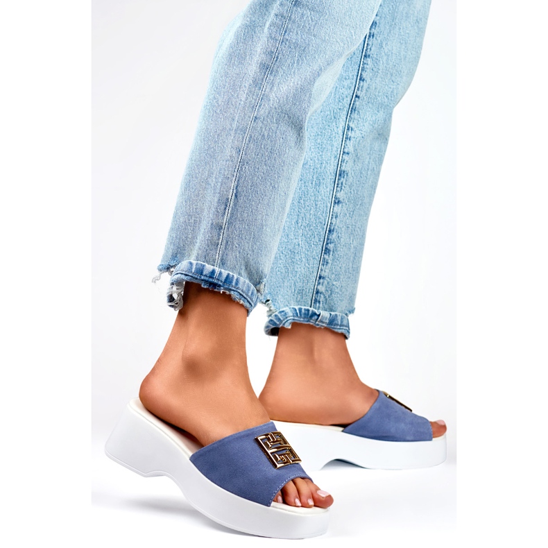 Tongs pour femmes avec décoration GD-XF1000B, bleu 1