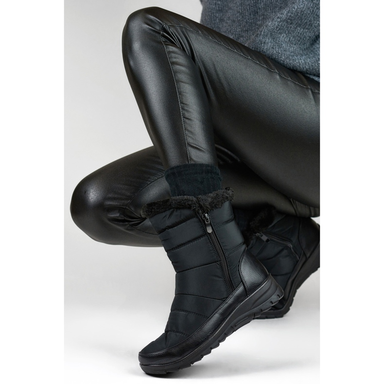 Bottes de neige isolées en fourrure pour femme 22T10B, noir le noir 2
