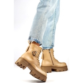 Bottes en cuir pour femmes GD-TL55BE, beige 1