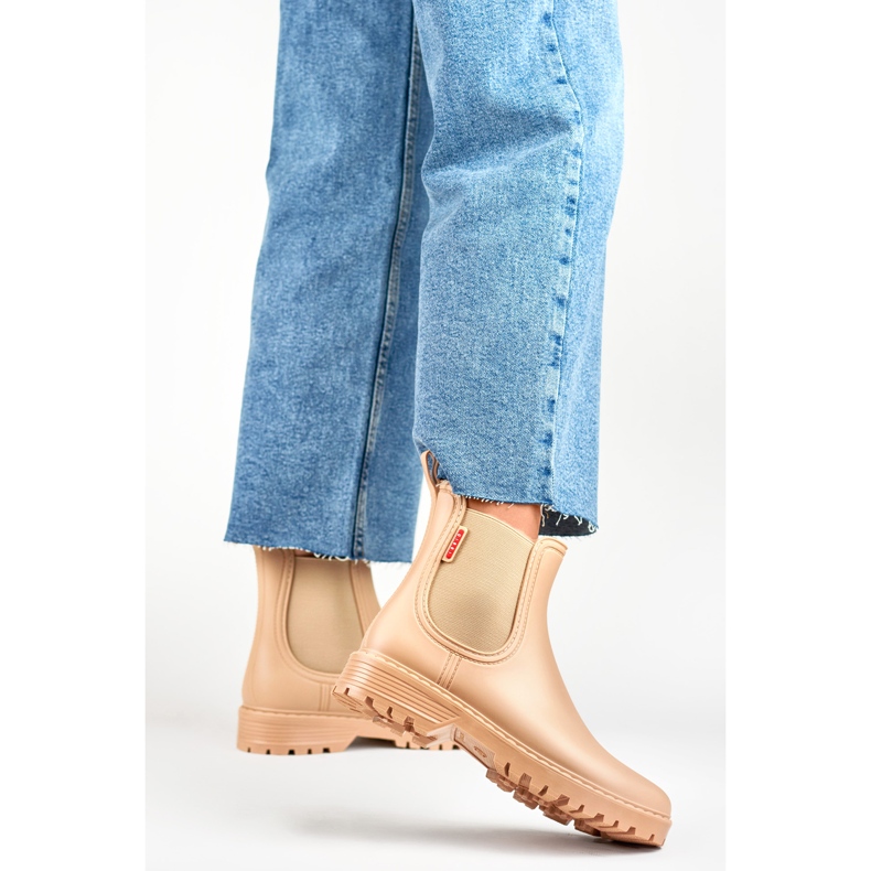 Bottines en caoutchouc pour femme S17BE, beige 1