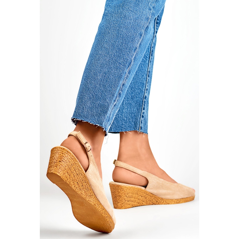 Sandales compensées pour femmes GD-FL653BE, beige 1