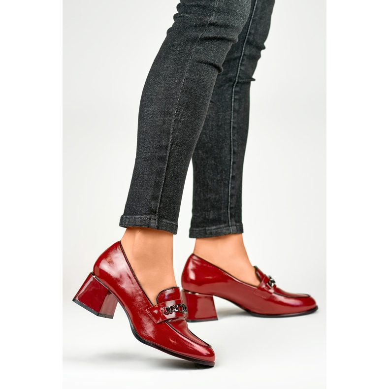 Chaussures laquées avec chaîne GD-FL470BUR, bordeaux rouge 2