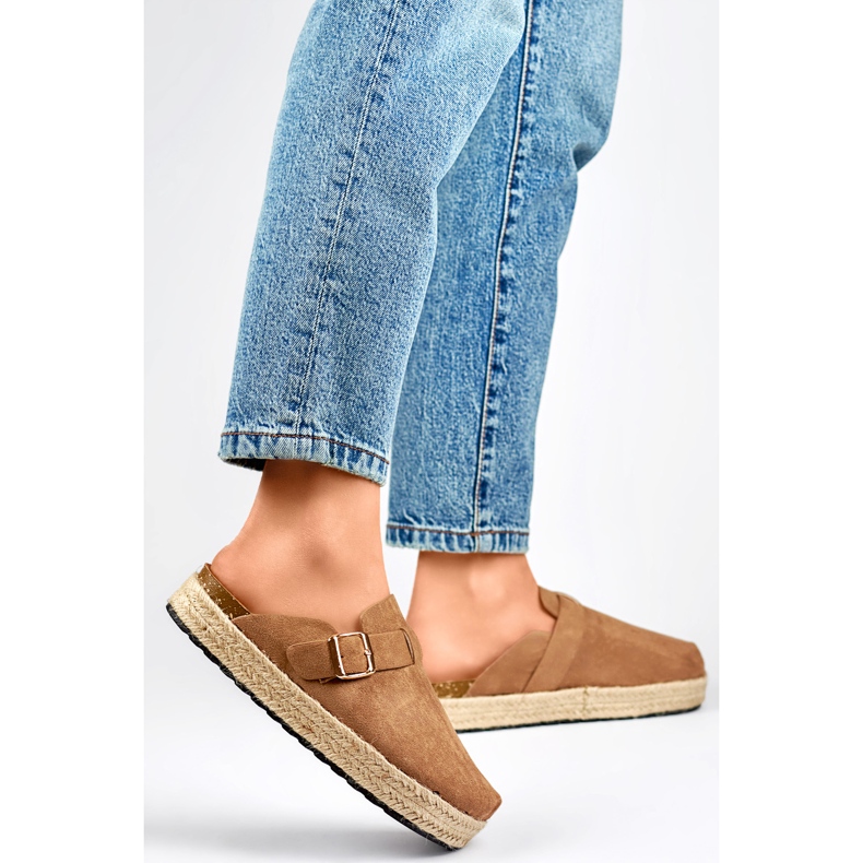 Claquettes femme DM802KH marron clair brun 1