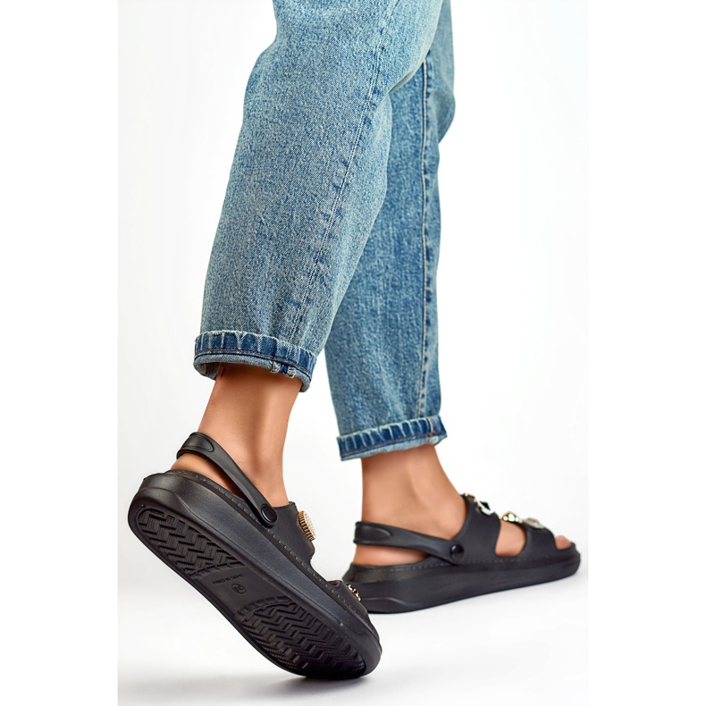 Sandales femme avec décorations JHC3071B, noir 1