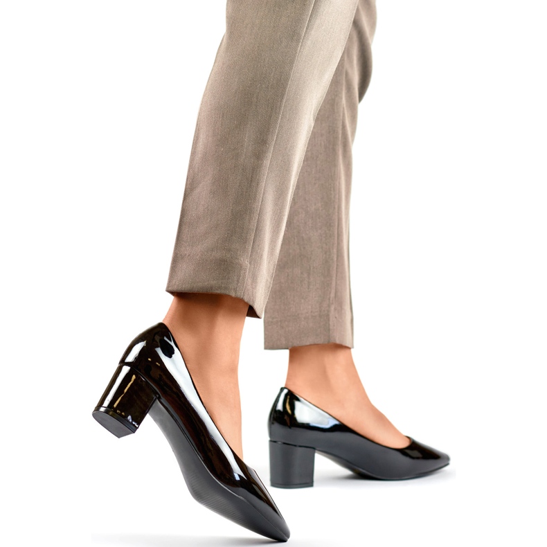 Escarpins vernis pour femmes CIC-312B, noirs le noir 1