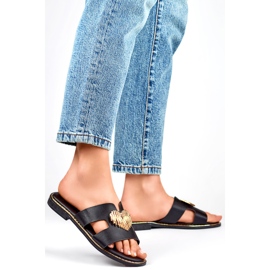 Tongs pour femmes avec coeur KK-731B, noir 1