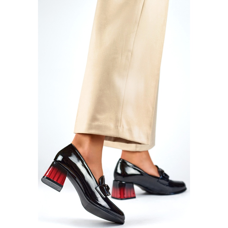 Escarpins vernis pour femme avec décoration GD-FL477-B, noir 1