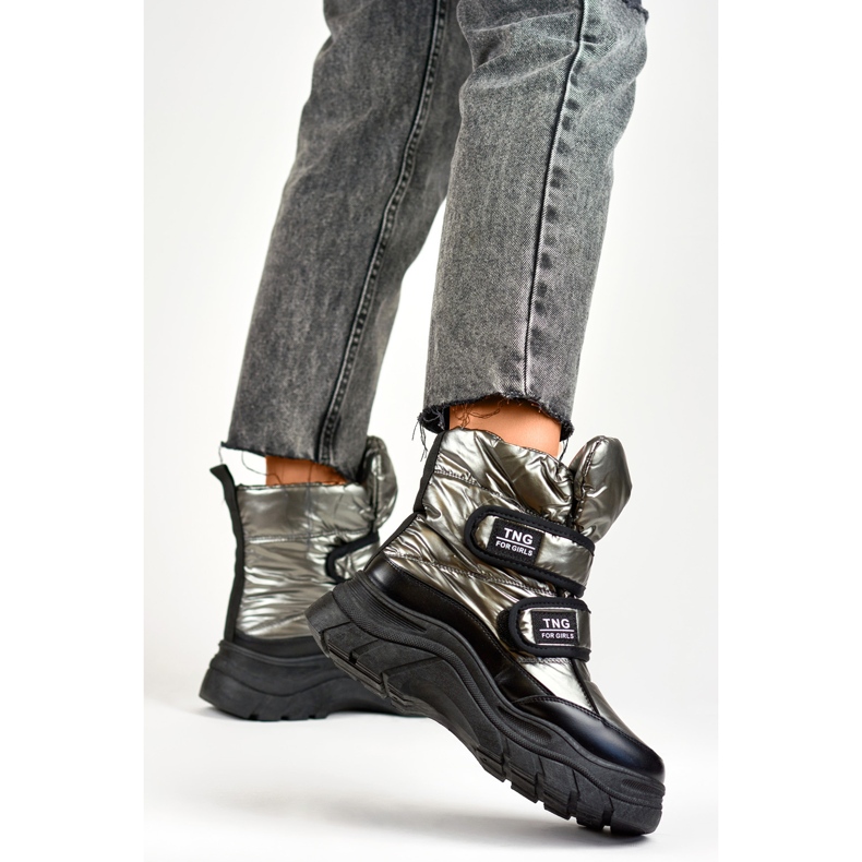 Bottes de neige fermées par Velcro 22-PY16062SI gris 2