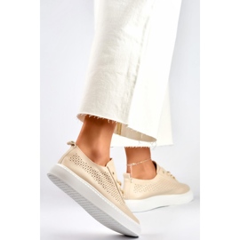 Baskets ajourées femme 777-1BE, beige 1 Baskets ajourées femme 777-1BE, beige 1