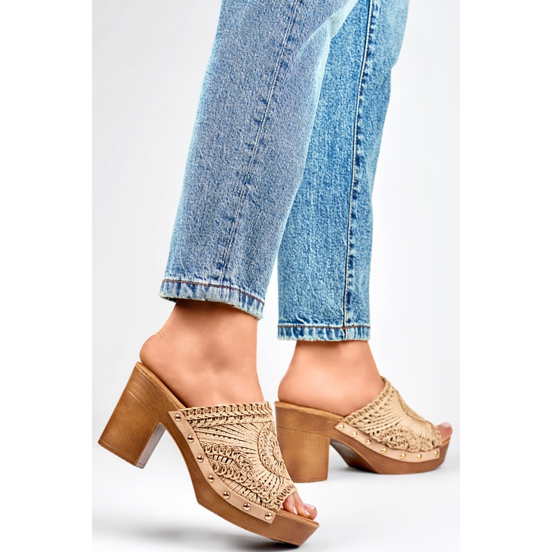 Tongs femme C388BE, beige 1