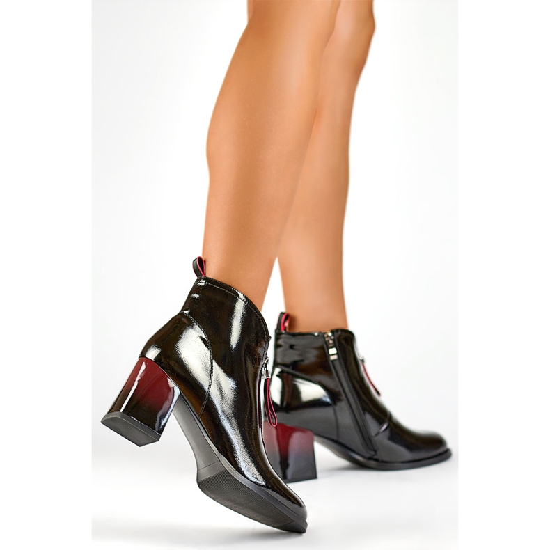 Bottes pour femmes GD-FL2107B Cuir verni noir 1