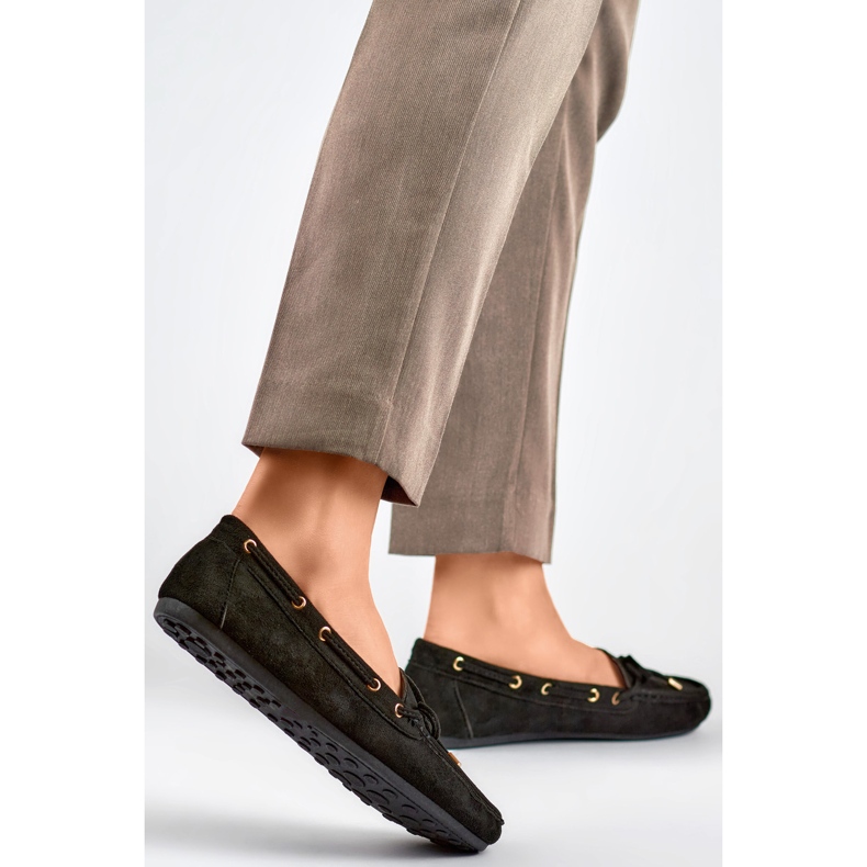 Mocassins femme QQ5B avec nœud le noir 1