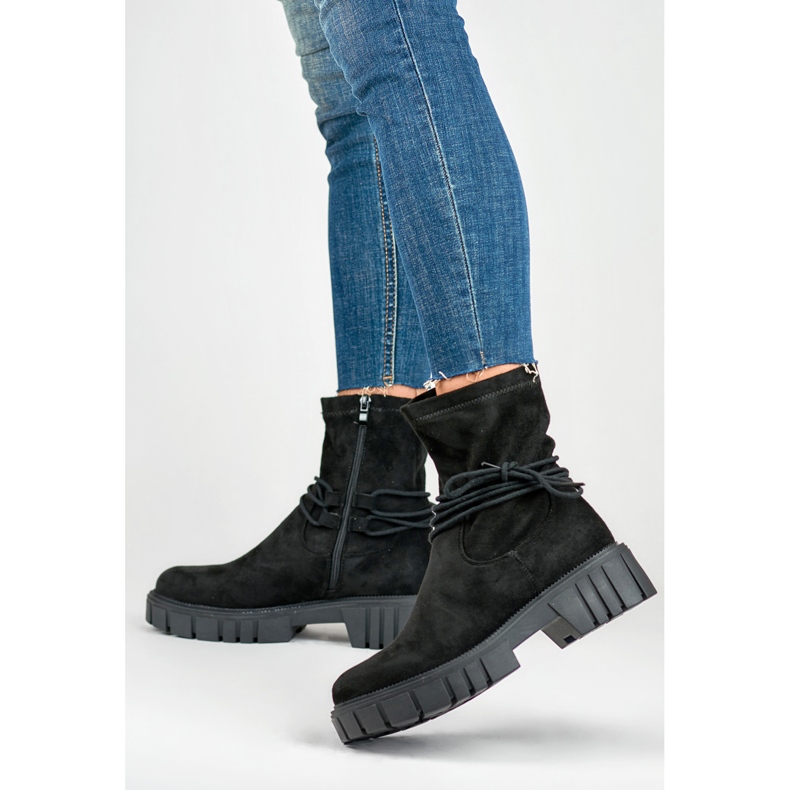 Bottes modèle DE1127S-B en daim noir le noir 2