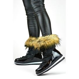 Bottes de neige pour femmes A806-1-B avec fourrure le noir 1