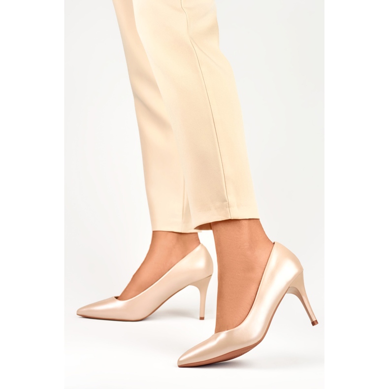 Talons hauts pour femmes avec insert en cuir GD-XR501B-APR beige 1