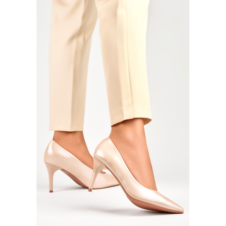 Talons hauts pour femmes avec insert en cuir GD-XR501B-APR beige 2