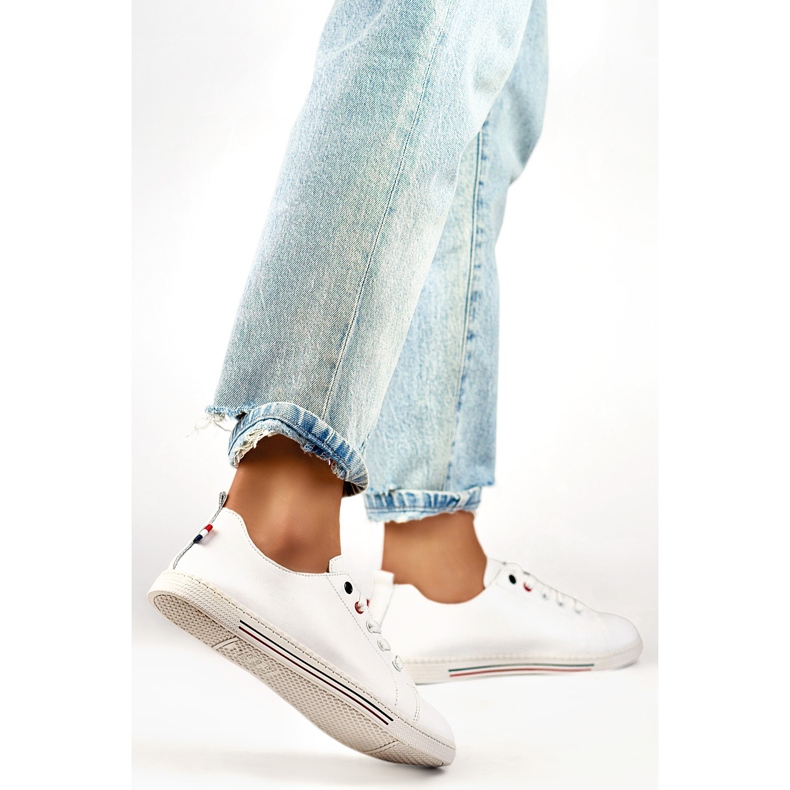 Baskets en cuir pour femmes 24-87967W blanche 1