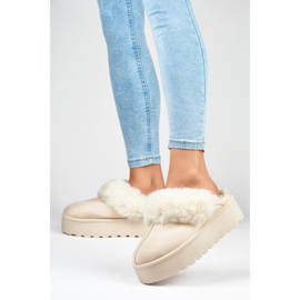 Pantoufles isolées pour femmes 81366-3BE beige 1