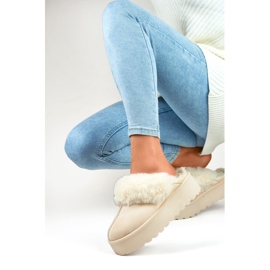 Pantoufles isolées pour femmes 81366-3BE beige 2