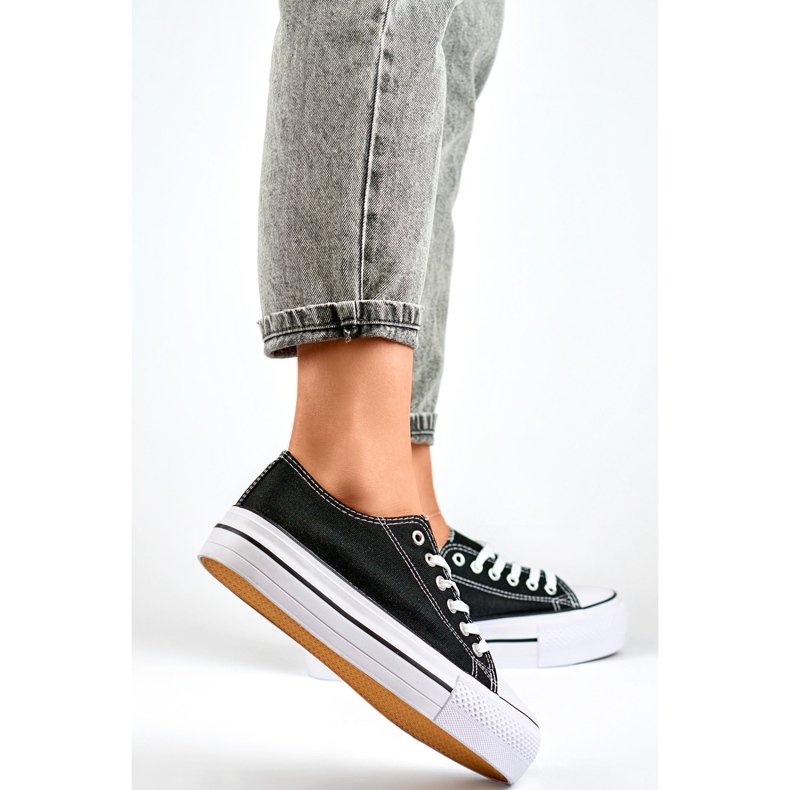 Baskets à plateforme pour femmes QY832B le noir 1