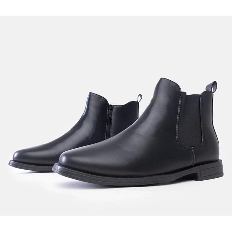 Bottines Chelsea noires pour hommes avec empiècement élastique, éco-cuir Fernand le noir 1