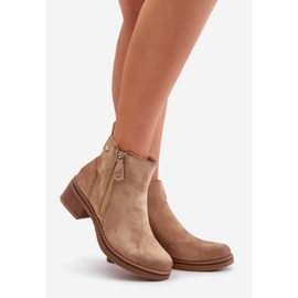Bottines en daim sur tige basse Beige Laurisa 1