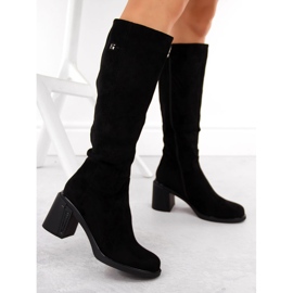 Bottines à talons hauts en daim pour femmes, noires, Potocki 60314 le noir 3
