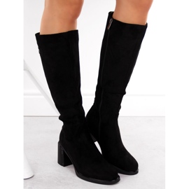 Bottines à talons hauts en daim pour femmes, noires, Potocki 60314 le noir 4