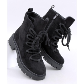 Smiless Bottines à lacets noires à lacets épais le noir 1