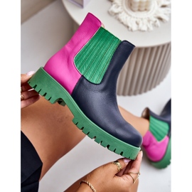 Lewski Shoes Bottines Plates à Enfiler En Cuir Pour Femme Lewski 3611 Multicolore bleu 2