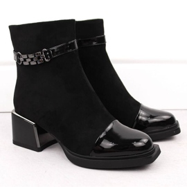 Bottines D&amp;A S.Barski à talon décoratif Collection Premium W MR880-018 OLI269A noir 2