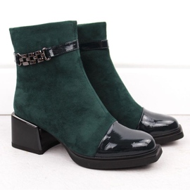 Bottines D&amp;A S.Barski à talon décoratif Collection Premium W MR880-018 OLI269B vert 2