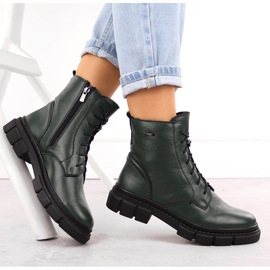 Bottines trappeurs isolées en cuir pour femme, vert Helios 549 4