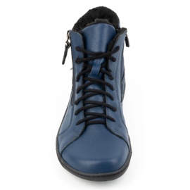 Olivier Chaussures minimalistes d'hiver en cuir pieds nus 1261 pour femme, bleu marine 1