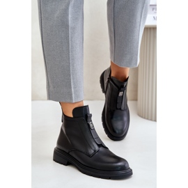 Bottes plates chaudes en cuir noir Komisa le noir 7
